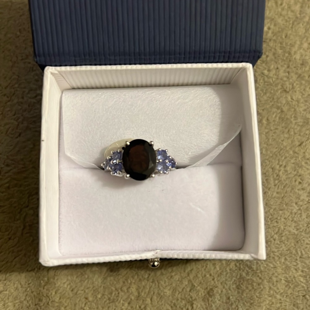 Oval 4.33 ct Natural Garnet & Tanzanite Sterling Silver Ring
